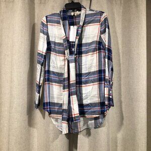 RUKEN Los Angeles plaid tunic shirt / blouse XS Coastal Boho New NWT